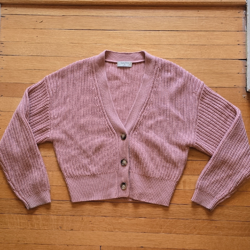 ARITZIA, Babaton Cardigan, Chunky Ribbed V-Neck Cropped, Women's XS